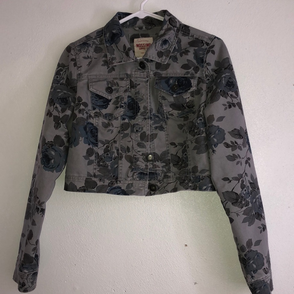Floral button up Jean jacket